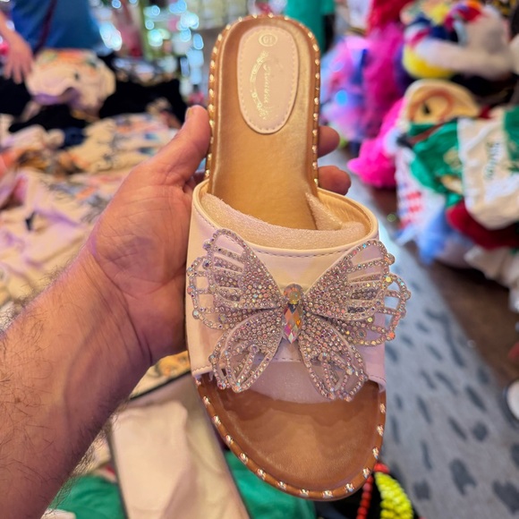 Italina White Butterfly AB Stone Embellished Flat Sandals - Picture 2 of 4